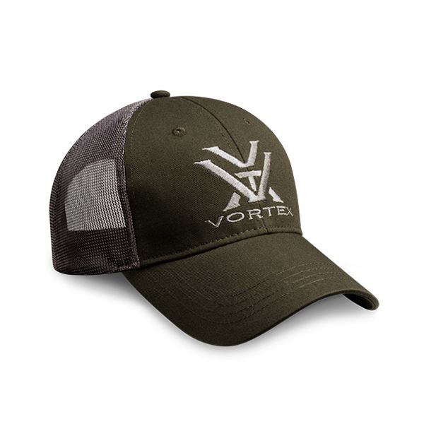Vortex Optics Trucker Hat Logo Embroidered Mesh Snapback Gray
